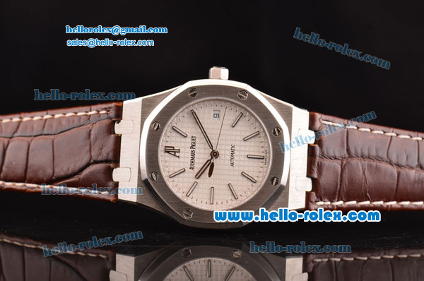 Audemars Piguet Royal Oak Swiss ETA 2824 Automatic Steel Case with White Dial and Stick Markers - Click Image to Close